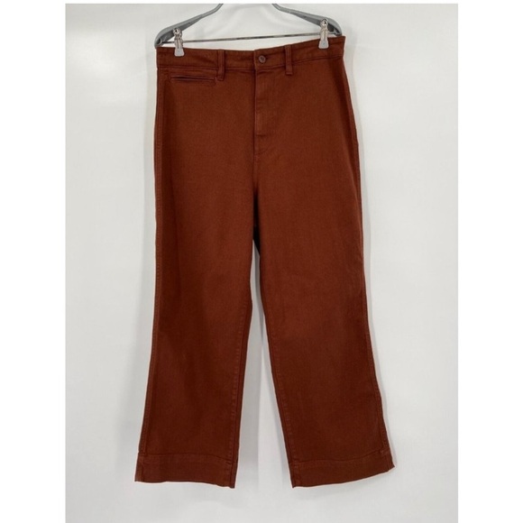 Quince Pants - Quince Women's Rust Stretch Cotton Twill Wide-Leg Crop Pants sz 29 Rust Brown